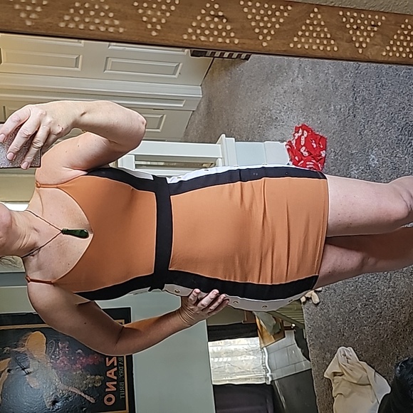 STUNNING BAILEY BLUE COLORBLOCK BODYCON DRESS - Picture 2 of 9